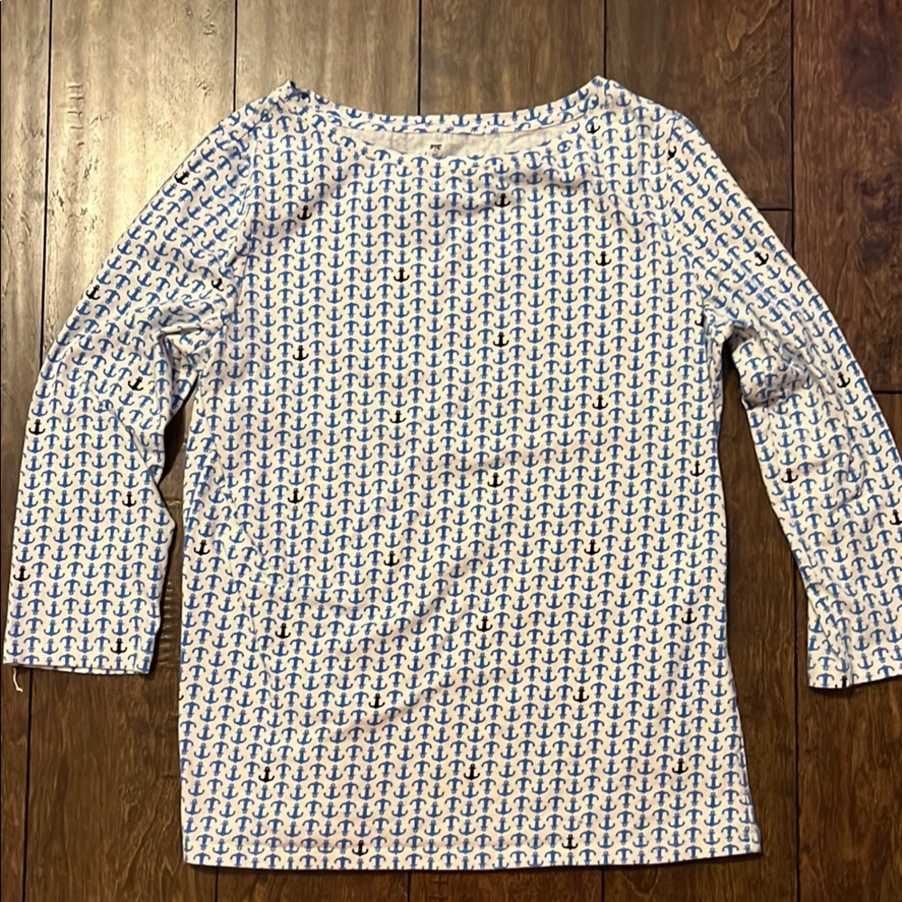 Talbots Black and Gray Fitted 3/4 Sleeve Blouse